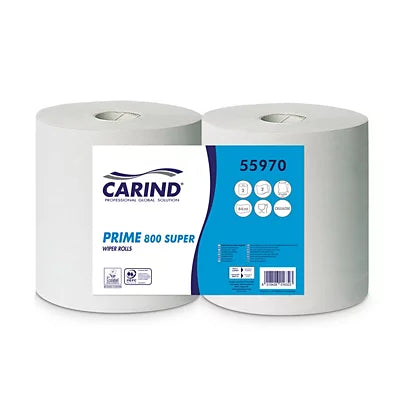 CARIND PRIME 800 SUPER Mehrzweckrolle, 400 Blatt, 2-lagig, mikrogeprägtes Finish, weiß (2er-Pack)