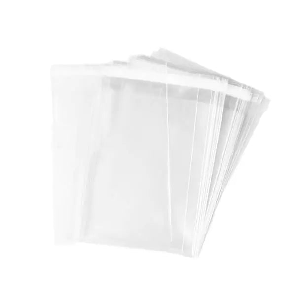 100 Pcs Clear Polyethylene Bags with Adhesive Closure 25 × 35 cm 