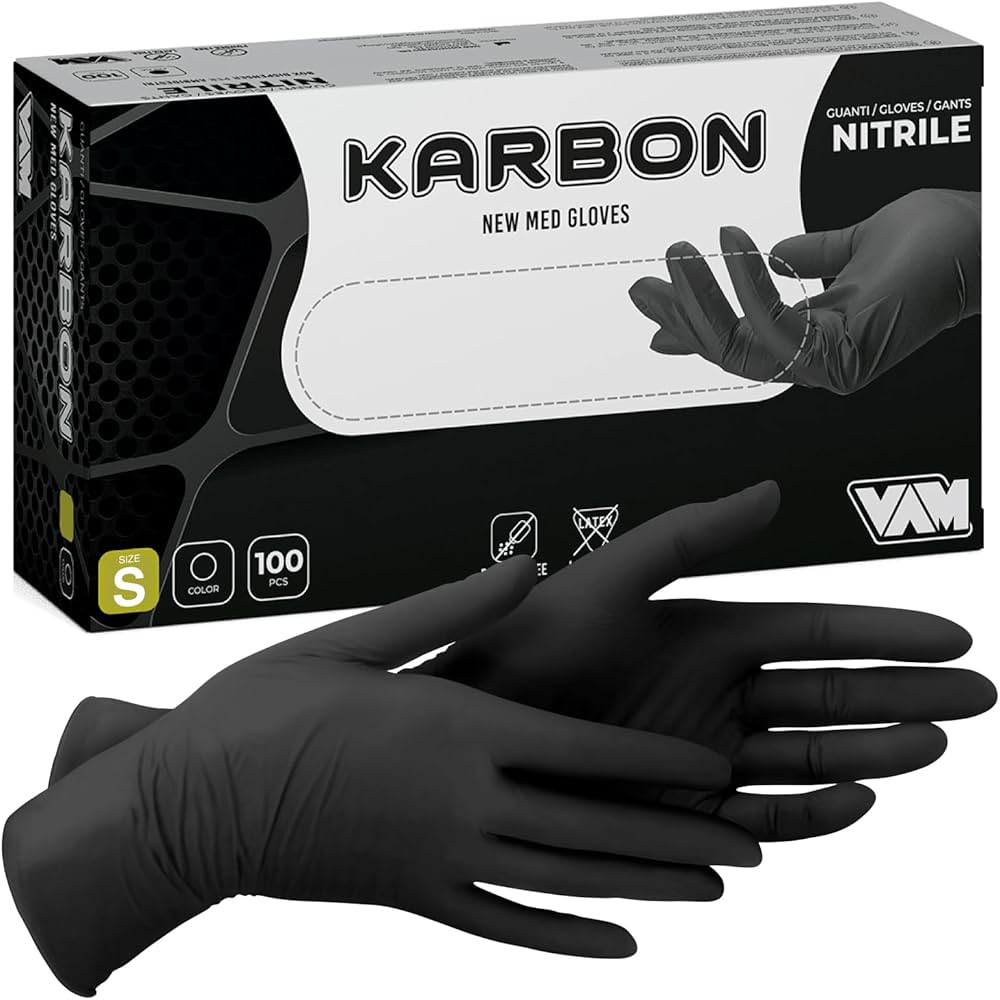 Guanti Monouso in Nitrile Neri 3,5 g – AQL <1,5 (Confezione 100 Pz)