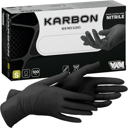 Guanti Monouso in Nitrile Neri 3,5 g – AQL <1,5 (Confezione 100 Pz)