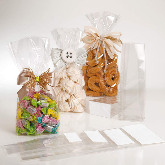 50 Pz Sacchetti Fondo Quadro Trasparenti Per Alimenti In PPL