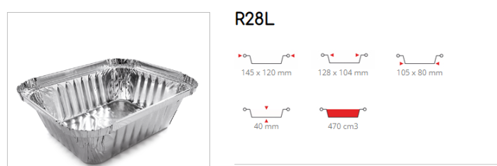 Vaschette Alluminio Con Bordo A L Per Una Porzione R28L (Cartone Da 100 Pezzi)