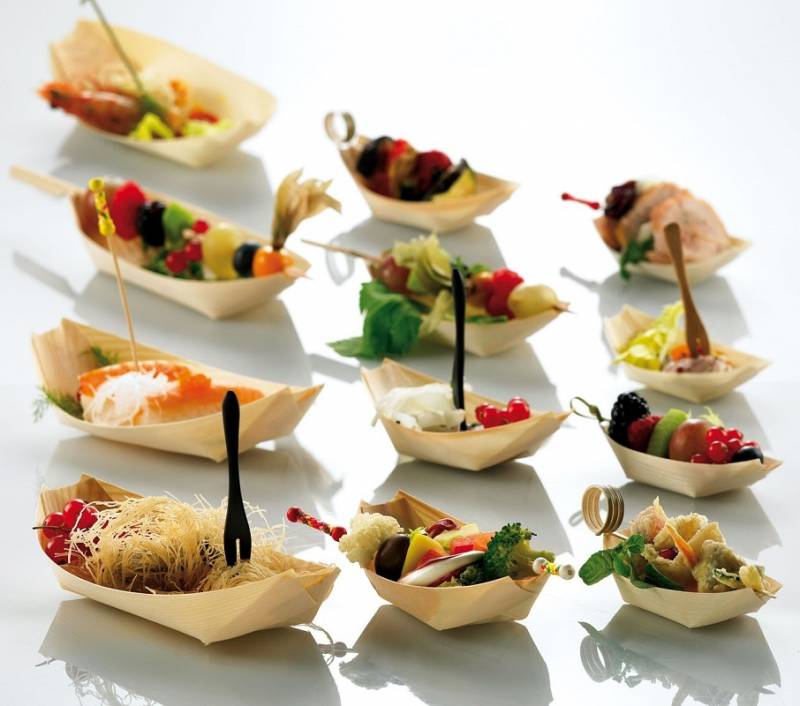 50 Pz Barchette In Legno Per Alimenti