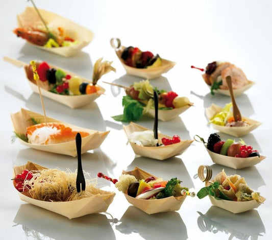 50 Pz Barchette In Legno Per Alimenti