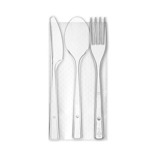 Posate BIS - TRIS monouso con tovagliolo